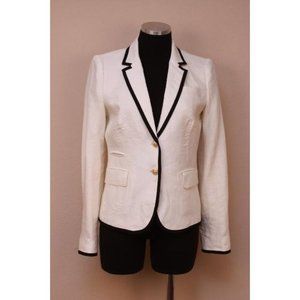 $185 J CREW Schoolboy Blazer in Tipped Linen 2 Ivory FLAW IN MATERIAL